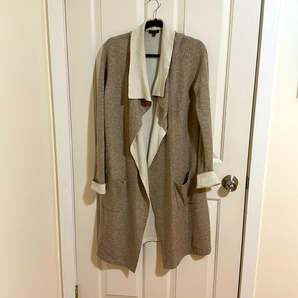 Taupe open long cardigan